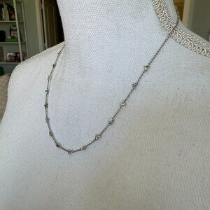 Kendra Scott Silver Adjustable Necklace with Rhinestone Mini Hearts